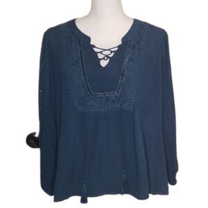 Passport, Tassel/Lace detail Boho Top, Medium, NWT